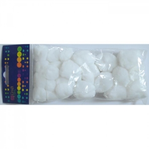Pompony akryl. mix białe 24szt-4808
