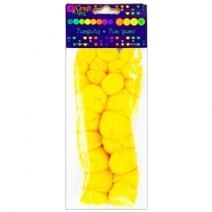 Pompony akryl. mix żółte 24szt-7357